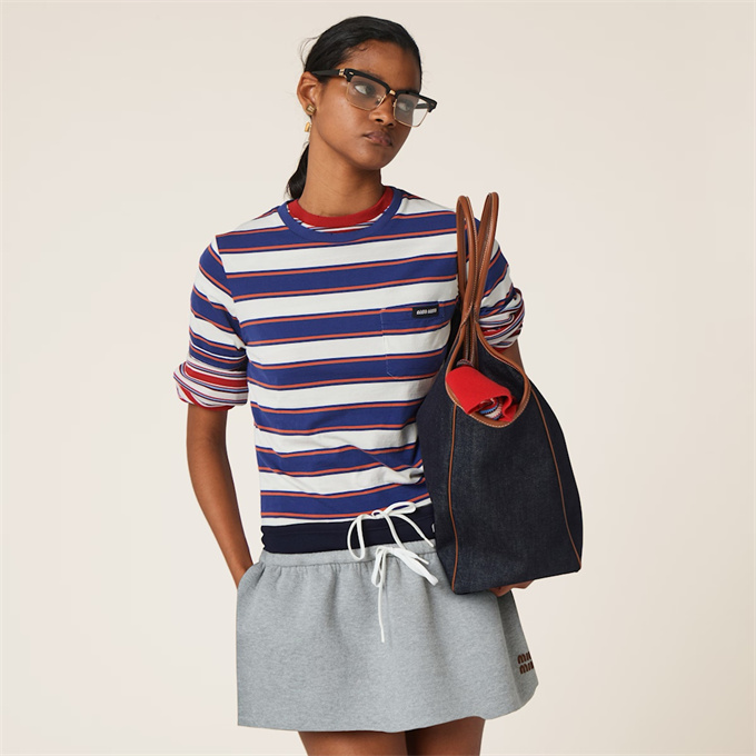 9A+ quality miu miu striped cotton t-shirt